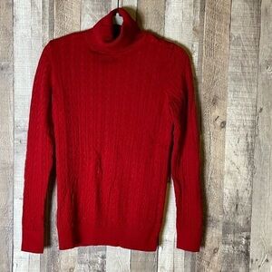 Talbots Red Cable Knit Turtleneck Sweater NWT